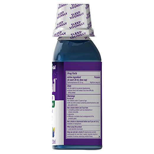 ZzzQuil Nighttime Sleep Aid Alcohol Free Liquid, Soothing Berry Flavor, 12 fl.oz