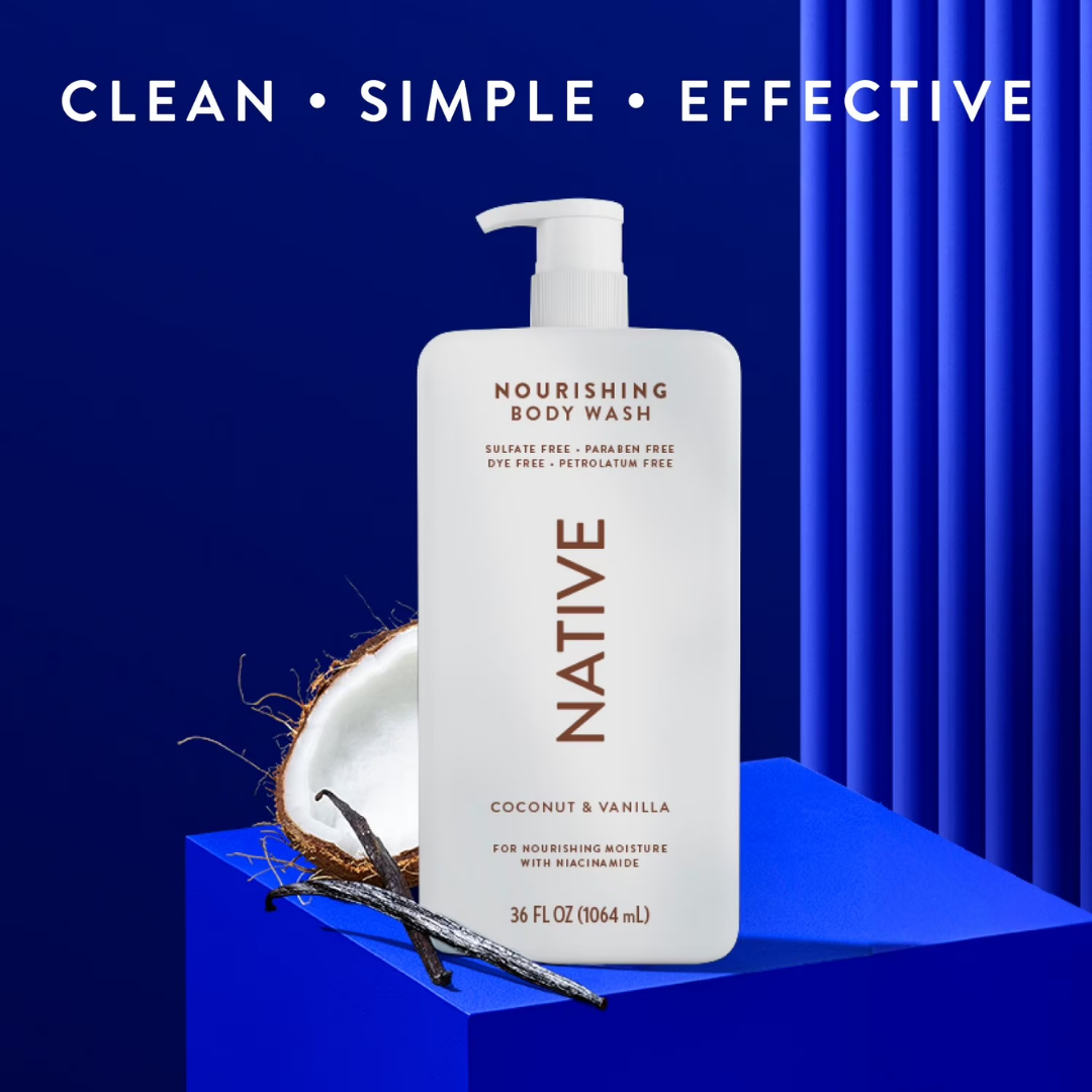 Native Nourishing Body Wash Coconut & Vanilla, 36 oz / 1.06 L