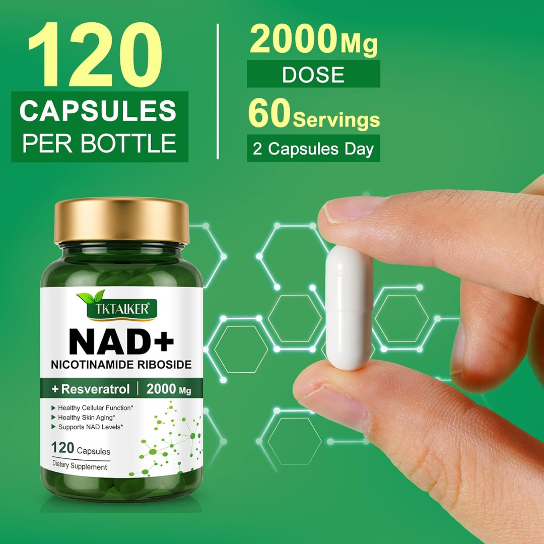 Tktalker NAD+ Supplement 2,000 mg, 120 Capsules