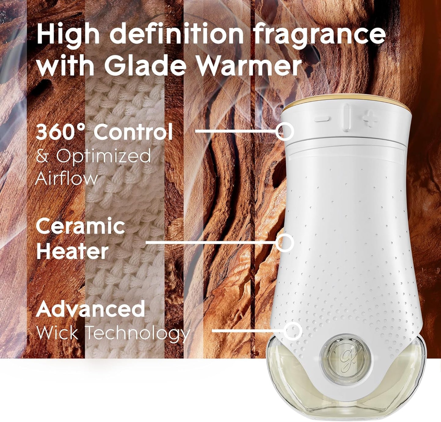 Glade PlugIns Scented Oil Cashmere Woods 1 Warmer 1 Refill, 120V, (19.8 ml / 0.67 oz)