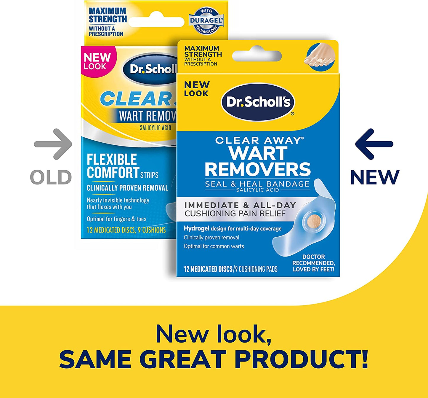 Dr. Scholl's Clear Away Wart Removers Thin + Flexible Duragel Technology 9 Cushions PACKAGING MAY VARY