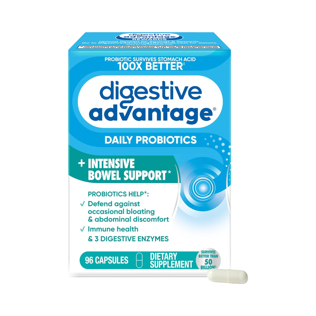 Digestive Advantage Daily Probiotics + Intensive Bowel Support, 96 Capsules
