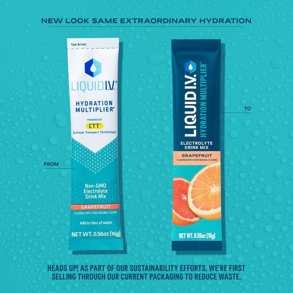 Liquid IV Hydration Multiplier Electrolyte Drink Mix Grapefruit 16 Sticks