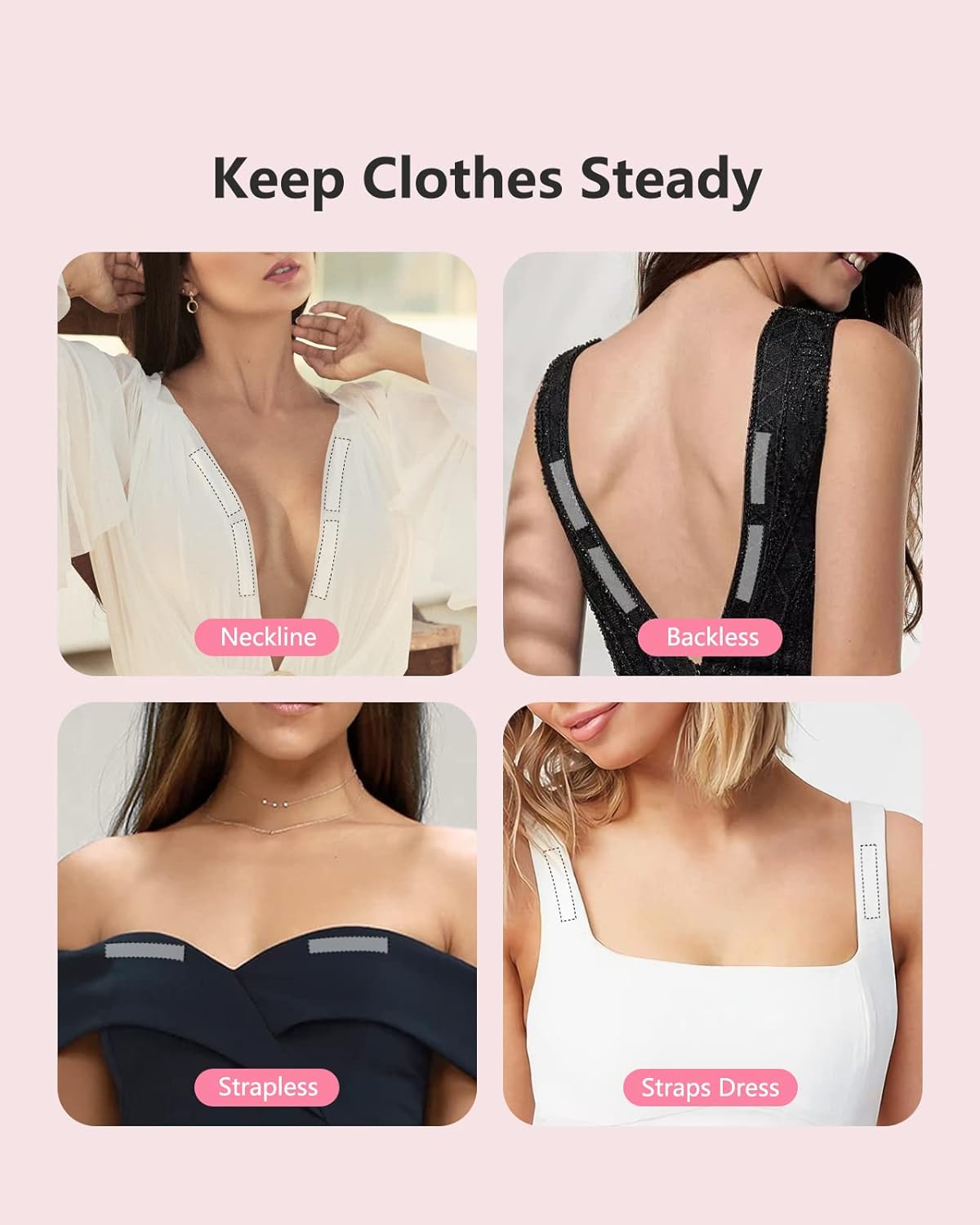 Invisible Tape Double-Sided Body And Clothing Tape 1/2" x 3" - 50 Strips