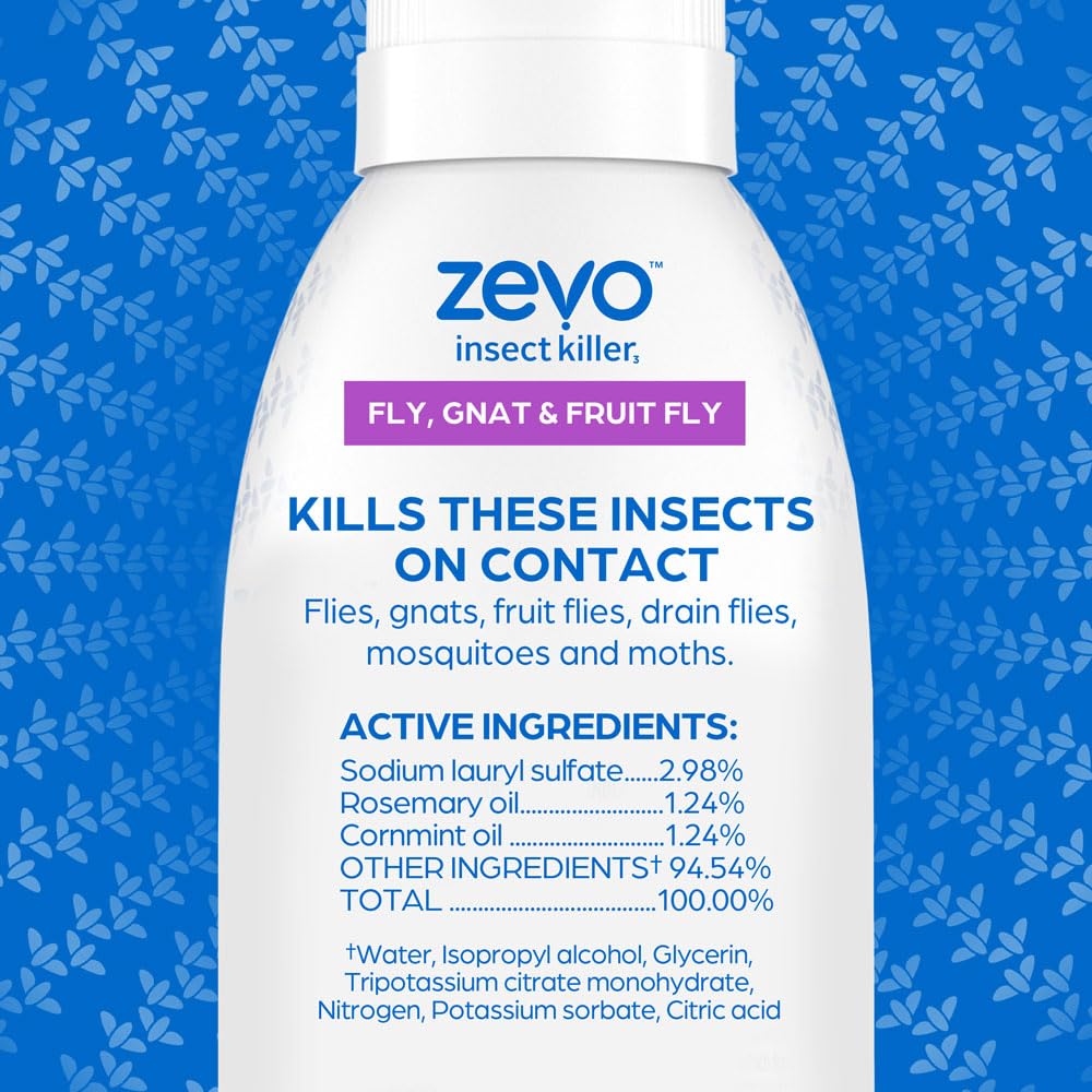 Zevo Insect Killer Fly, Gnat And Fruit Fly, No Chemical Odor And Messy Residue, 10oz / 283g