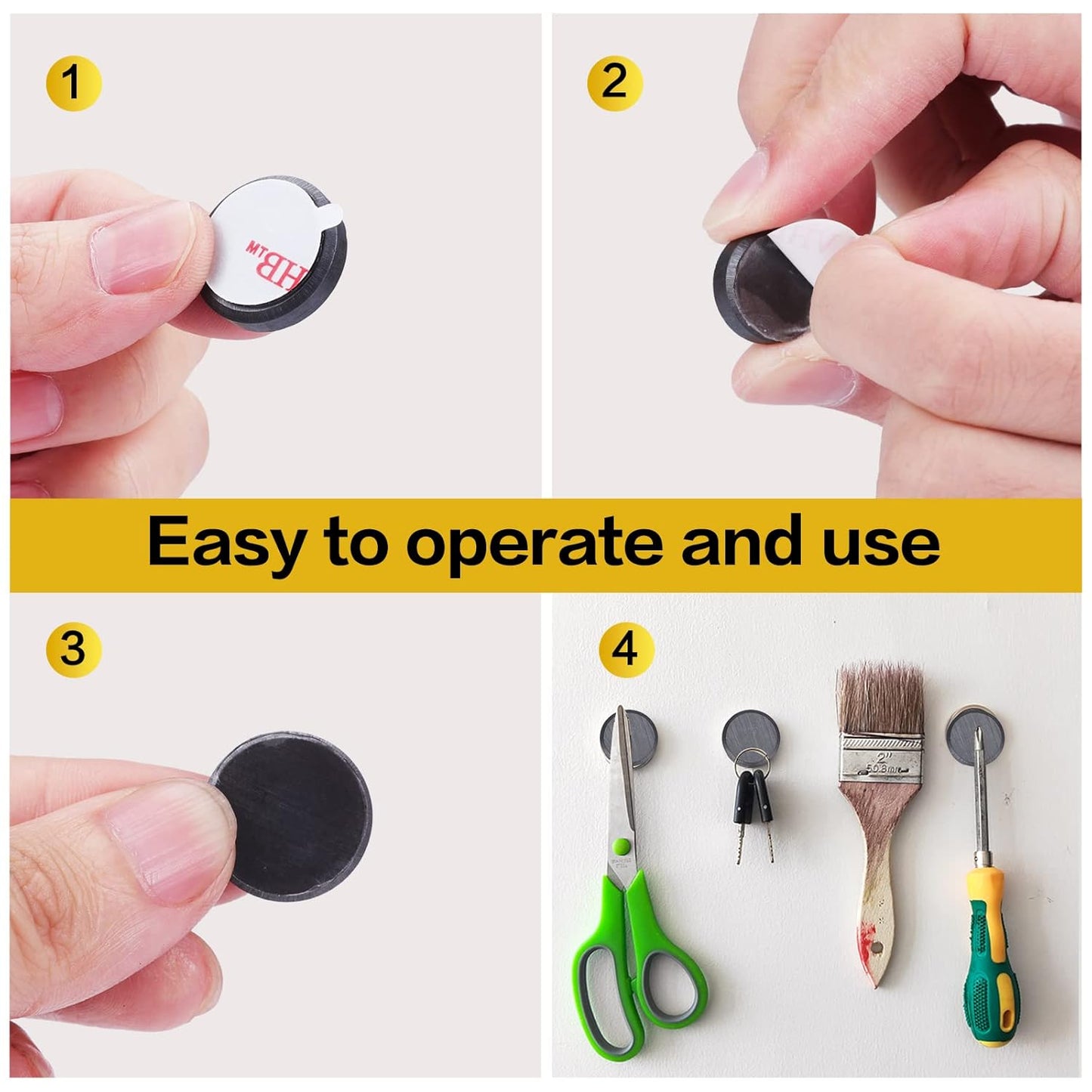 DIYMAG Ceramic Industrial Magnets with Double-sided Adhesive, 90 Pcs