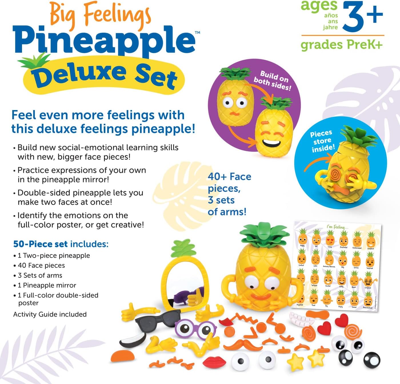 Learning Resources Big Feelings Pineapple Deluxe Set, Ages 3+ (50 Pieces)