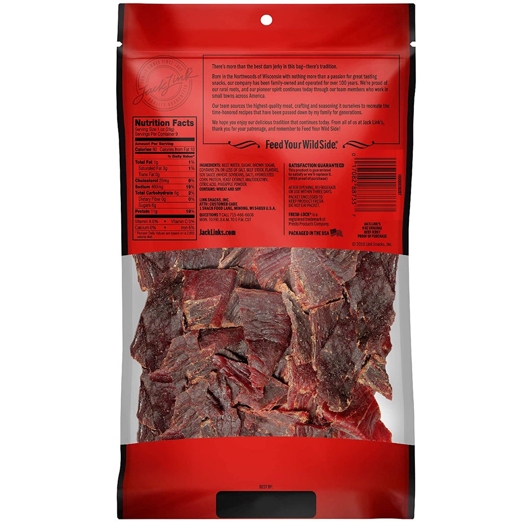 Jack Link’s Original Beef Jerky, Made with 100% Beef, 9 oz, / 255g