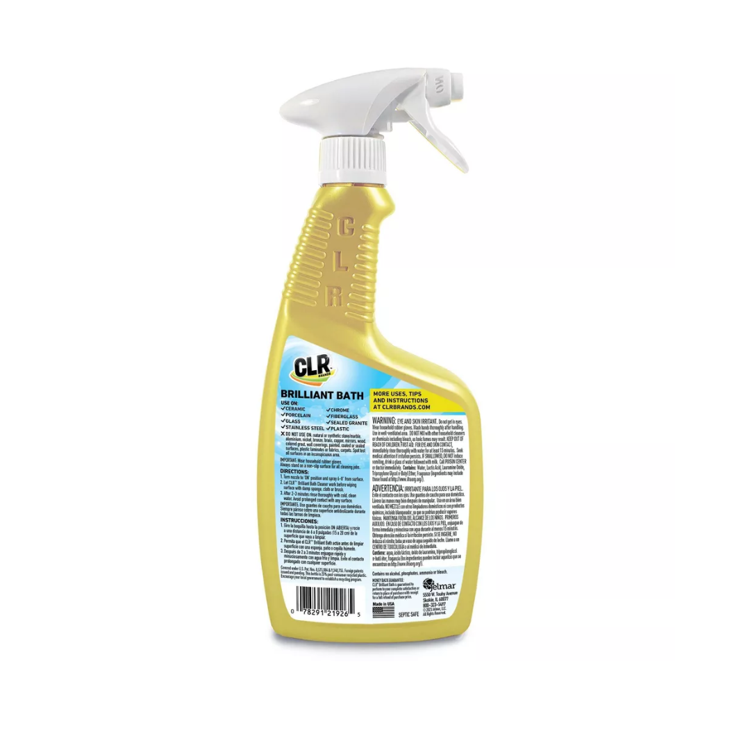 CLR Brilliant Bath Foaming Bathroom Cleaner Spray  Dissolves Calcium, Lime, and Soap Scum Fresh Scent, 26 oz
