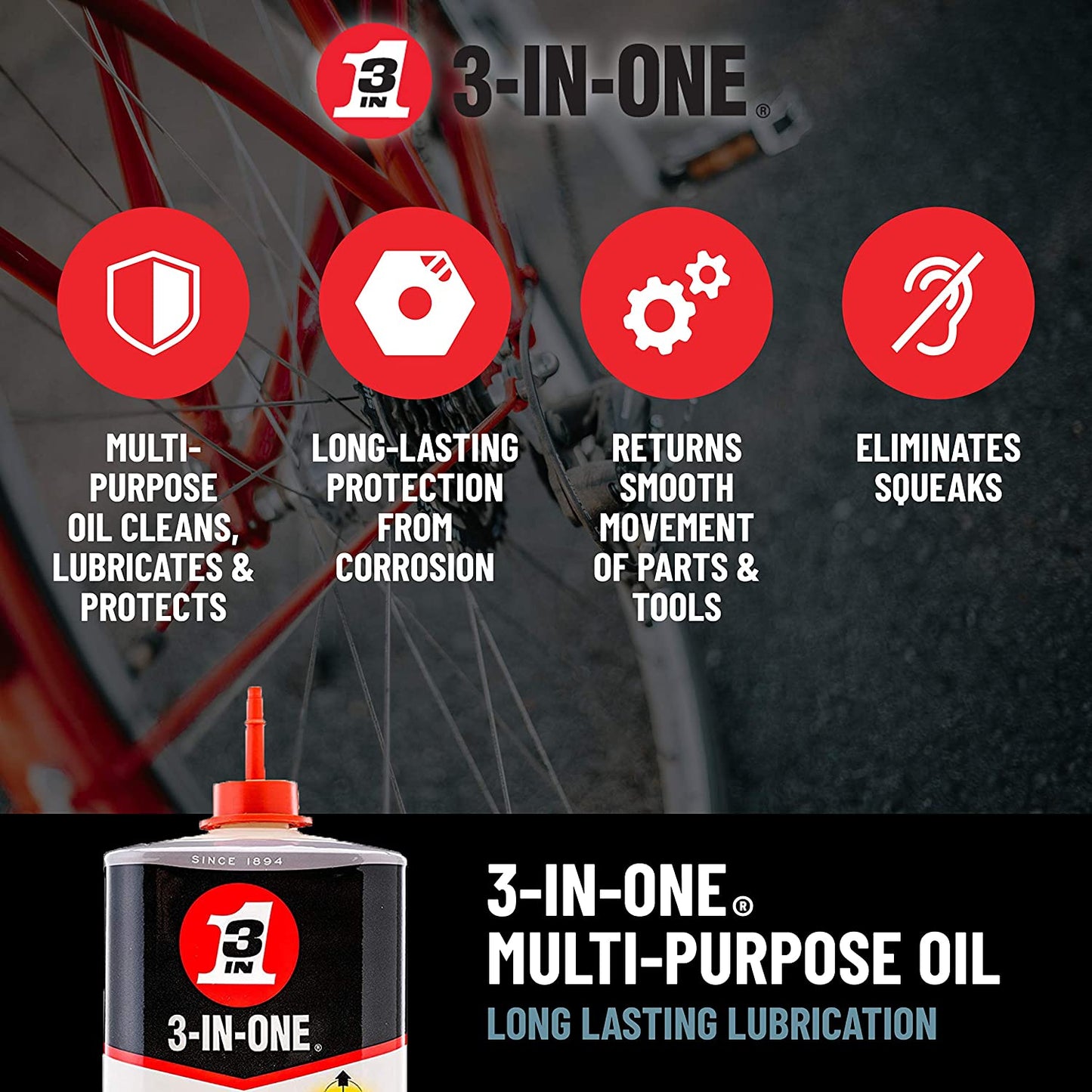 3-In-One 10135 Long Lasting Multi Purpose Oil Lubricant - 88.7ml