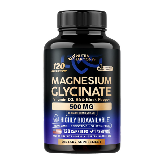 Nutra Harmony Magnesium Glycinate 500mg Dietary Supplement, 120 Capsules