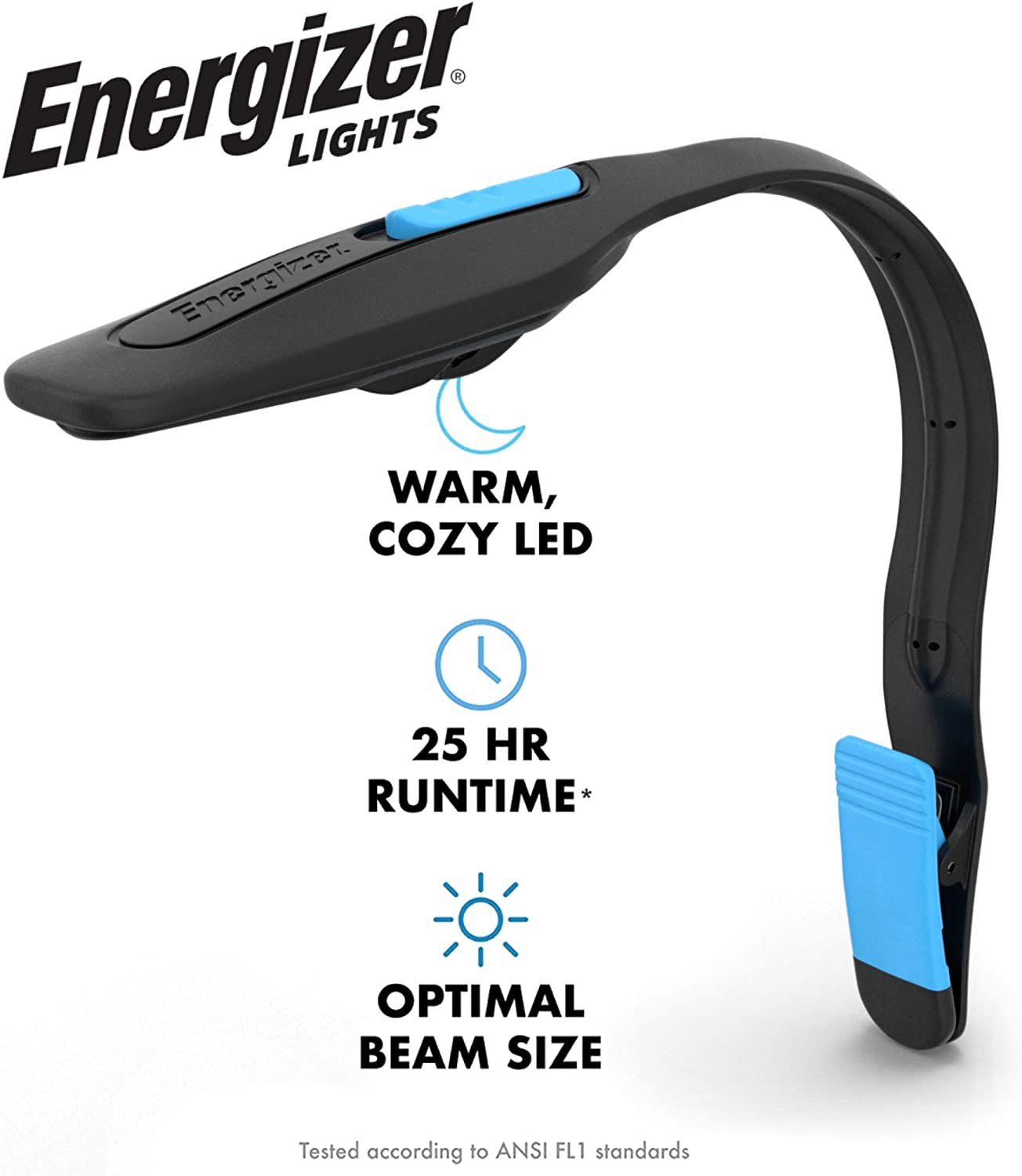 Energizer Clip on Book Light for Reading in Bed, LED Reading Light for Books and Kindles