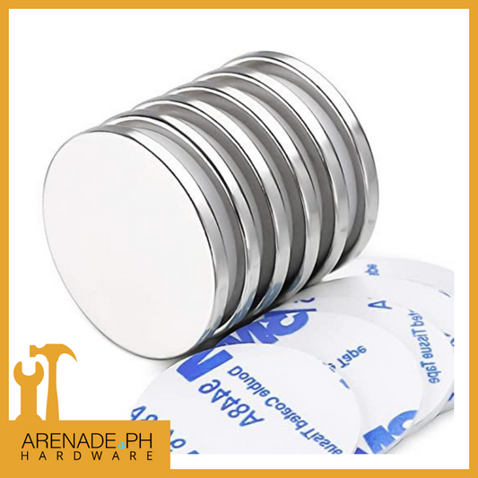 Super Strong Neo dym ium Disc Magnets with Double-Sided Adhesive, 1.26 inch D x 1/8 inch H - 6 Packs