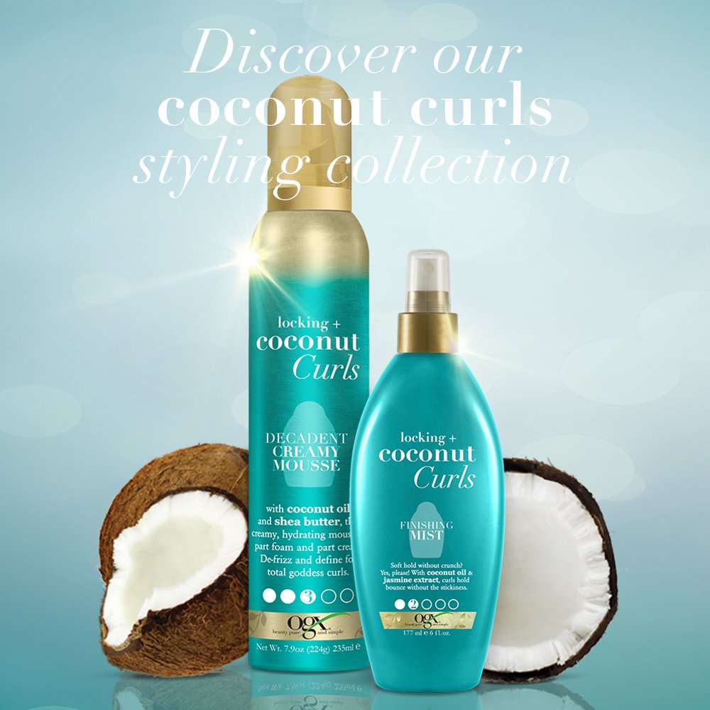 OGX Locking + Coconut Curls Finishing Mist, 6 fl oz / 177 ml