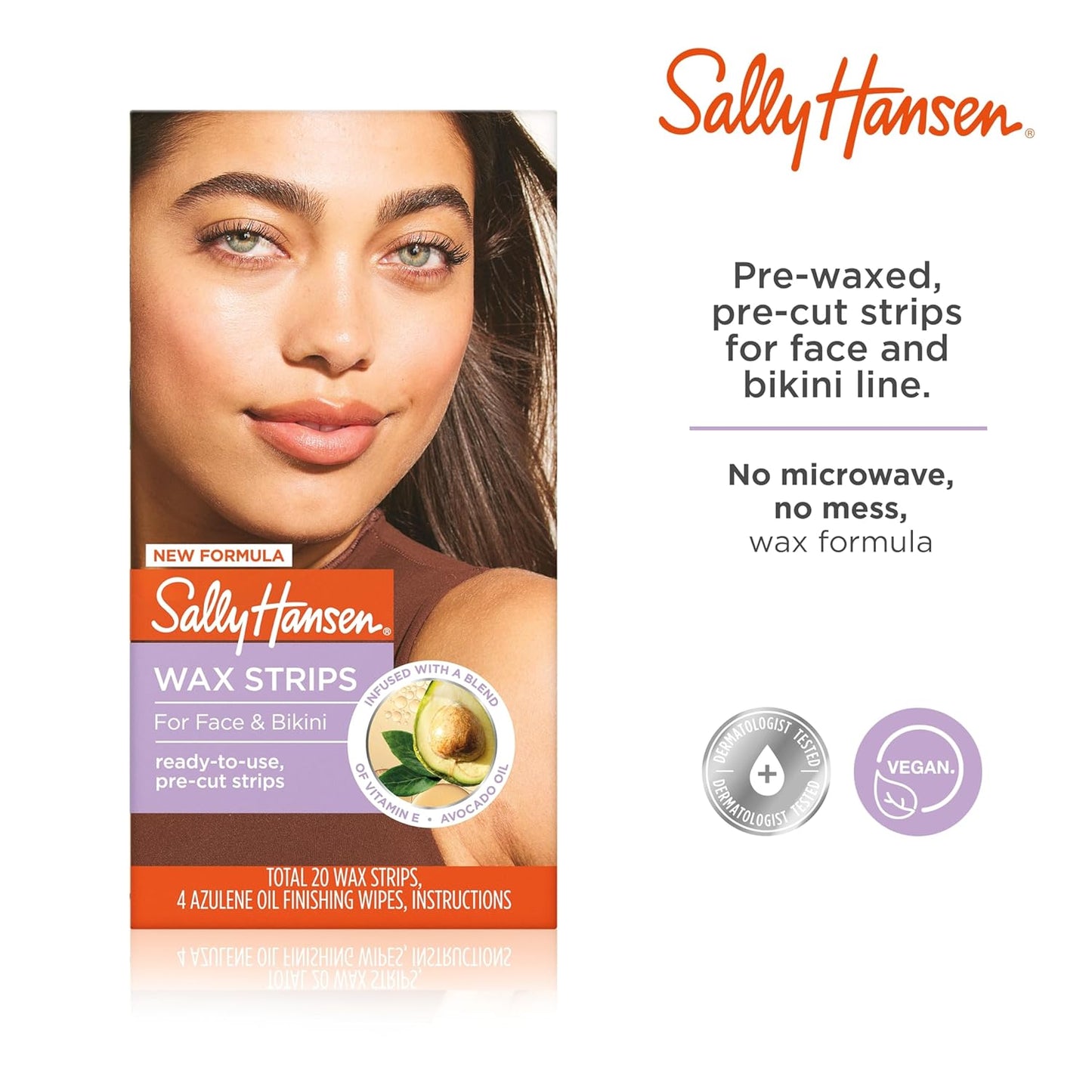 Sally Hansen Wax Kit Wax Strips For Face & Bikini, 20 Pieces