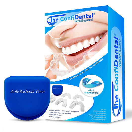 The ConfiDental Pack of 5 Moldable Mouth Guard Includes 3 Regular and 2 Heavy Duty Guard