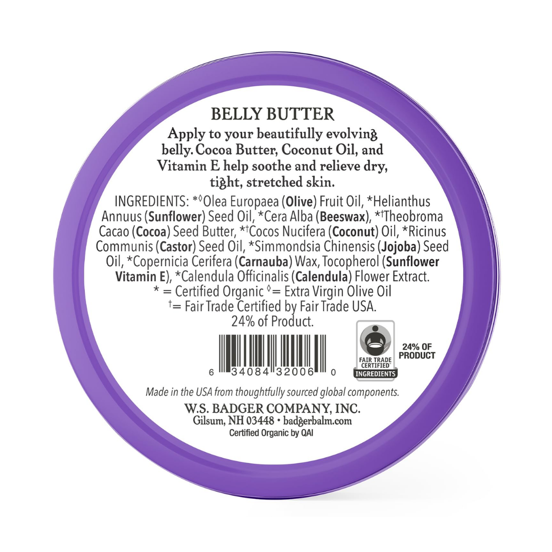Badger Belly Butter Cocoa Butter & Calendula Pregnant Belly Butter for Stretched Skin 20z (25 g)
