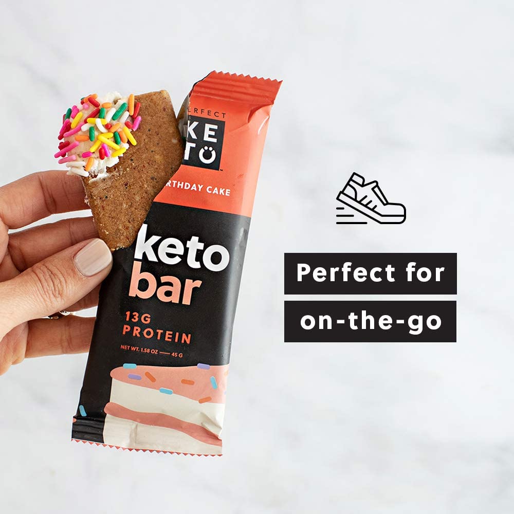 Perfect Keto Bars - Salted Caramel - 1 Bar: 3g Net Carbs, 19g Fat, 11g protein - Keto Diet Food Dessert