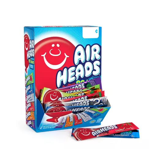 AIR HEADS Candy, Assorted Flavors, 90 Bars, 3 lb. / 1.4 kg