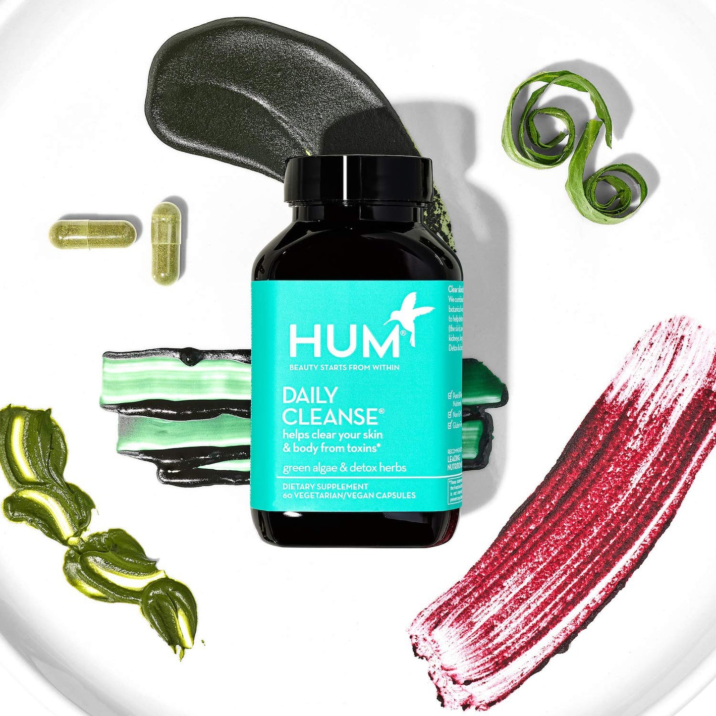 HUM Daily Cleanse Skin Supplement Clear Skin & Body Detox, 60 Vegan Capsules