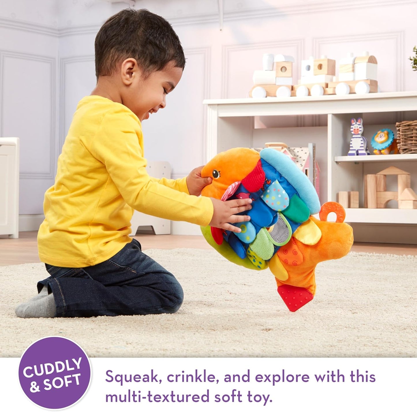 Melissa & Doug Flip Fish Crinkling, Squeaking, Multi-Textured Soft Toy