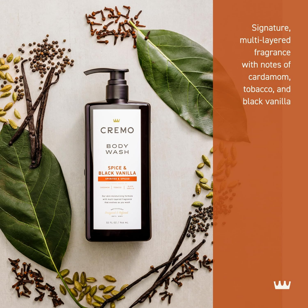 Cremo Body Wash Spice & Black Vanilla Spirited & Spiced, 32 oz / 946 ml