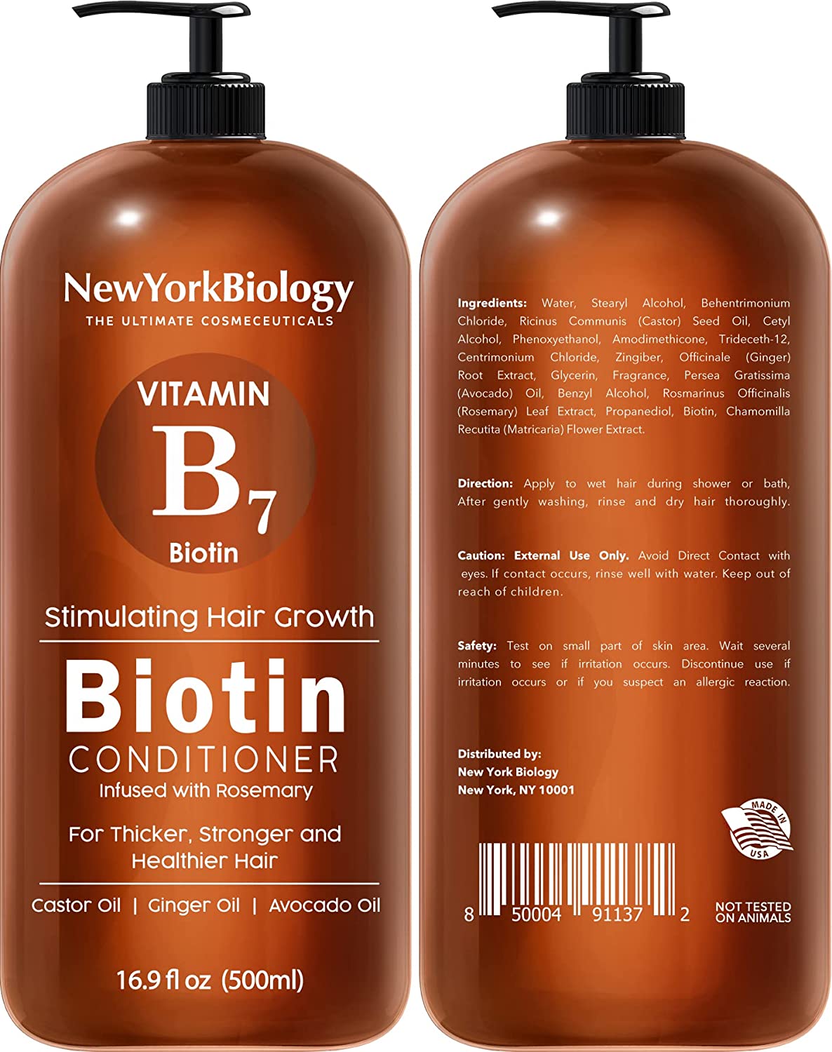 New York Biology Biotin Conditioner for Hair Growth and Thinning Hair - 16.9 fl Oz