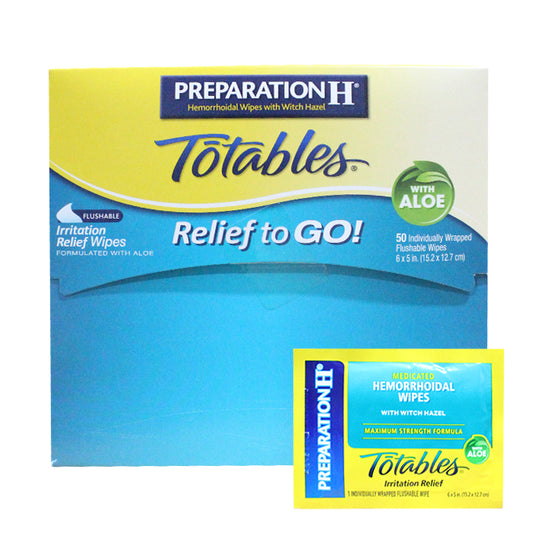 Preparation H Flushable Hemorrhoid Wipes, Witch Hazel & Aloe (50 Count)