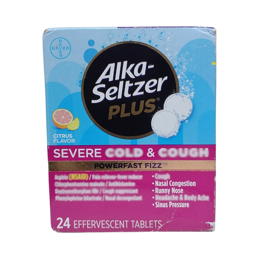 Alka-Seltzer Plus Severe Cold & Cough Powerfast Fizz Citrus Flavor, 24 Tablets