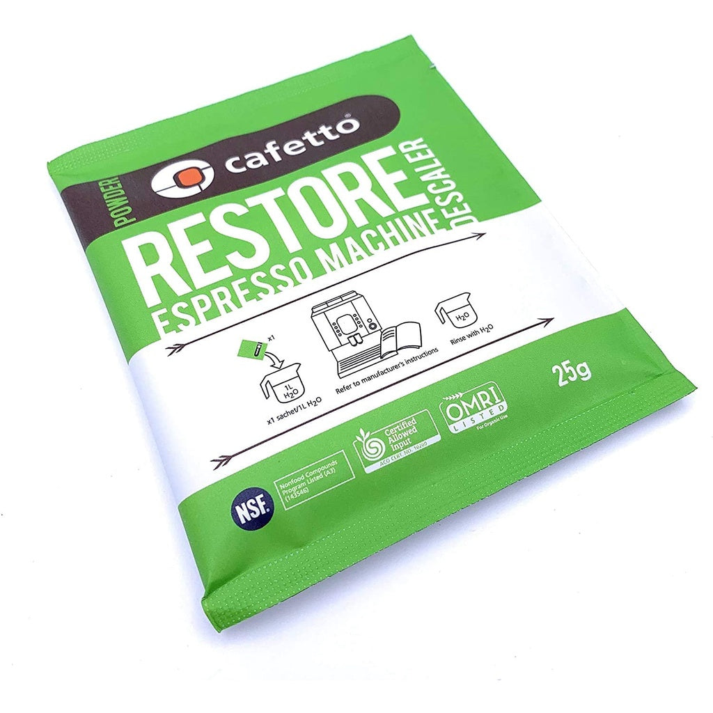Cafetto Restore Espresso Machine Descaler Powder, 4 Single Use Packets (25g each)