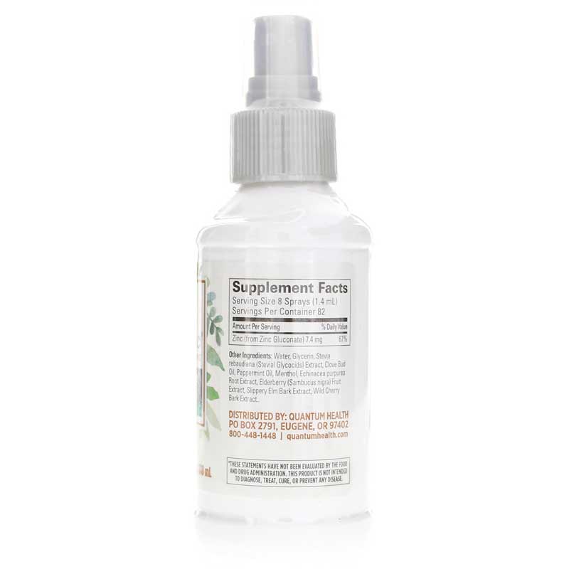 Quantum Health TheraZinc Immune Support Throat Spray Peppermint Flavor, 4 fl.oz / 118ml