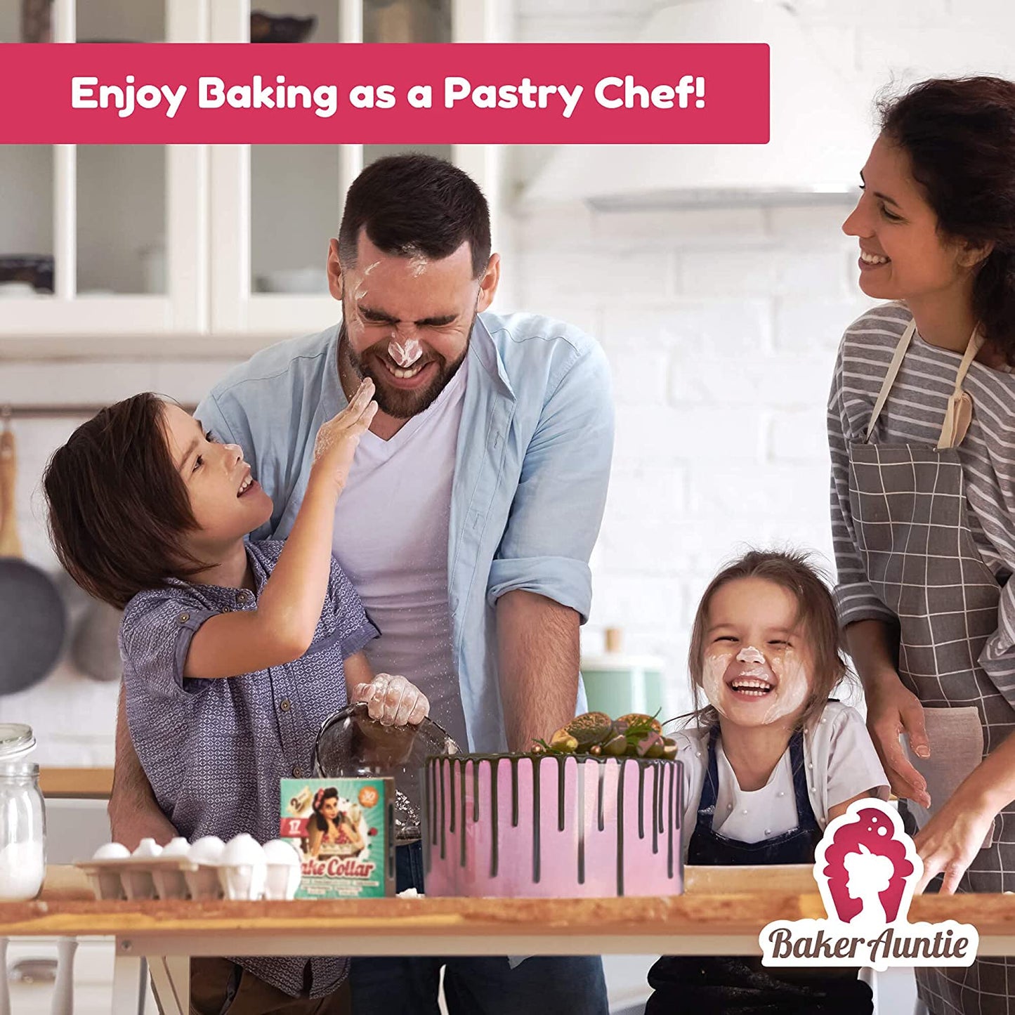 Baker Auntie 2 Pack Cake Collar Rolls 10 cm x 8.5 cm Clear Acetate Sheets for Baking, 30 Gift Stickers 17 Meters