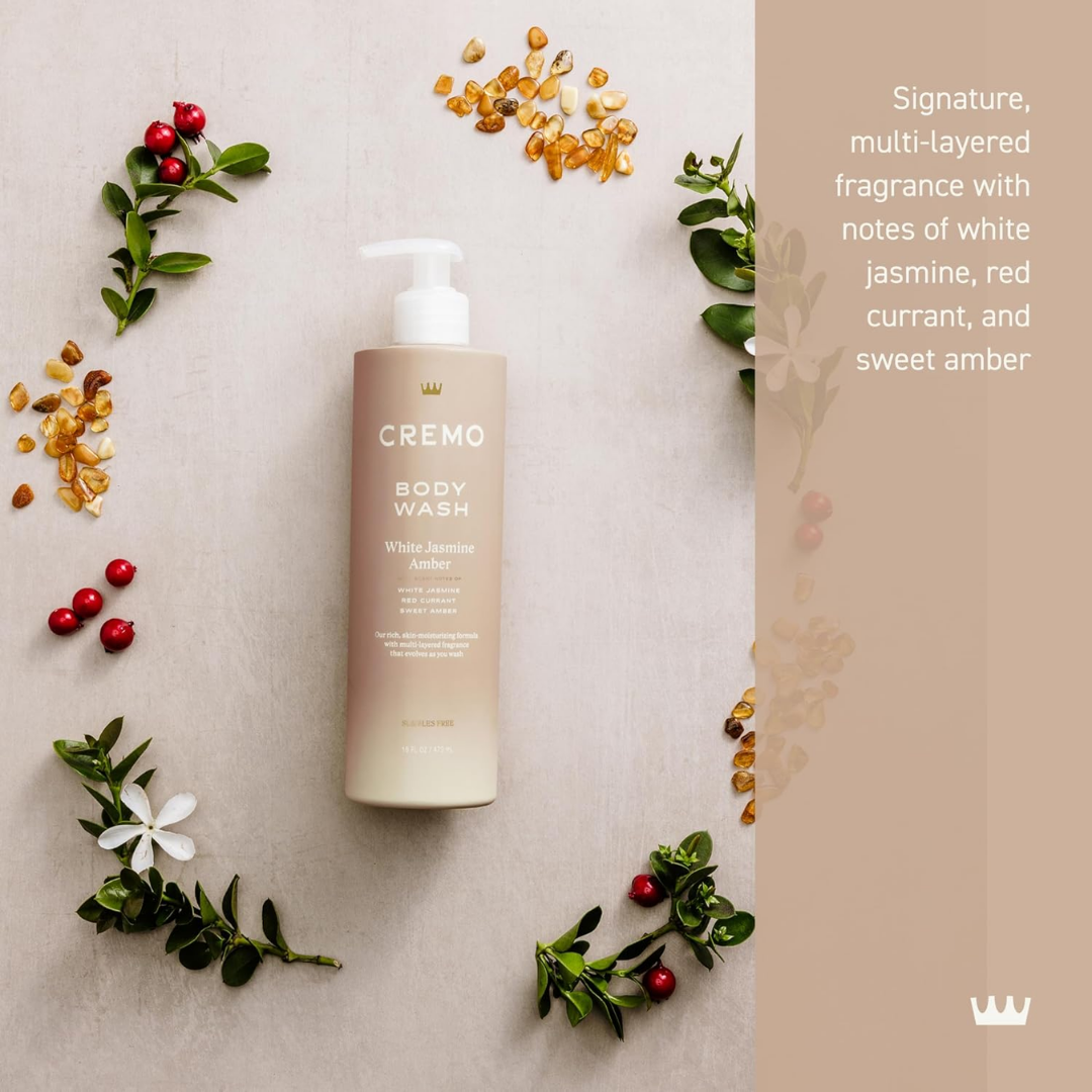 Cremo Body Wash White Jasmine Amber, 16 oz / 473 ml