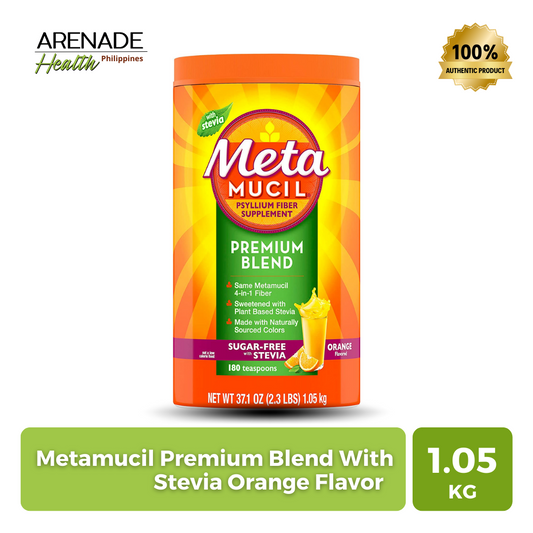 Metamucil Psyllium Fiber Powder Supplemet Premium Blend With Stevia Orange Flavor - 1.05kg