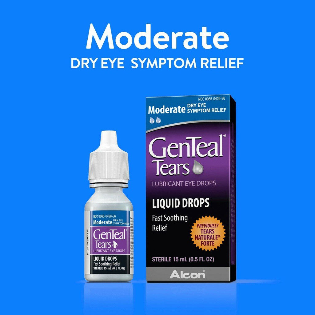 Genteal Tears Lubricant Eye Drops, Moderate Dry Eye Symptom Relief, 15ml, PACKAGING MAY VARY