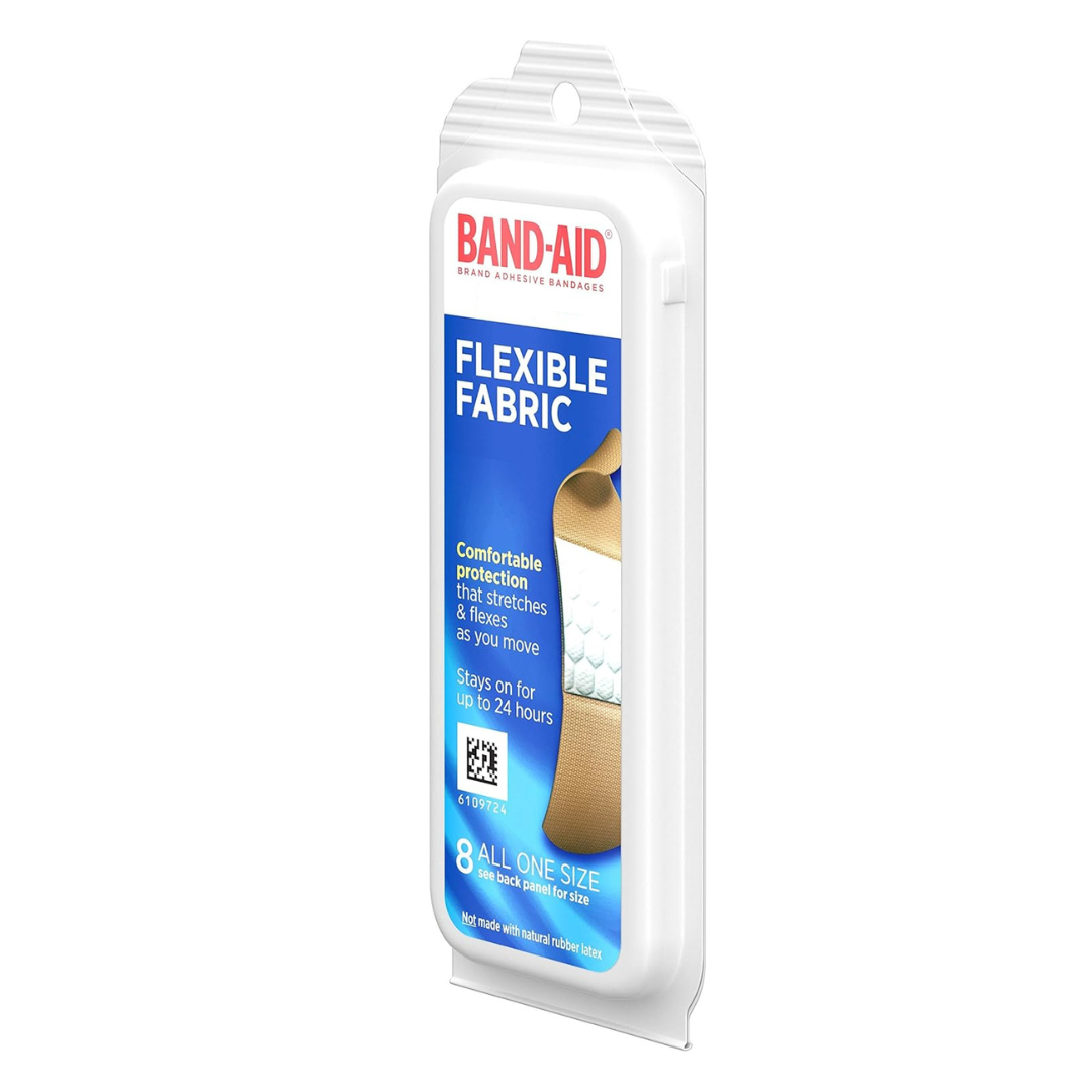 Band-Aid Brand Adhesive Bandages for Wound Care and First Aid, Flexible Fabric, 8 Pieces