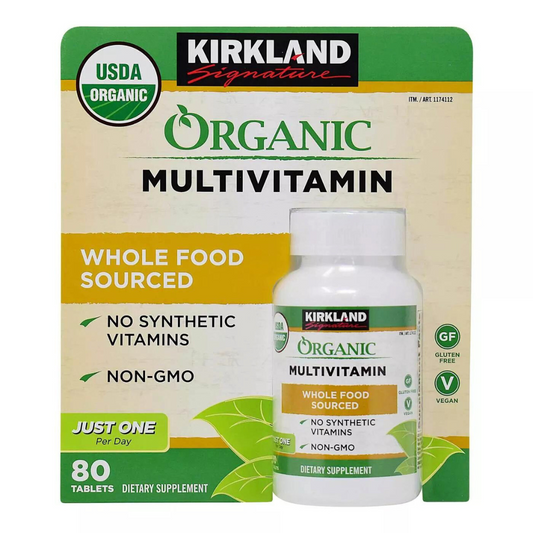 Kirkland Signature Organic Multivitamin Whole Food Sourced 80 Tablets