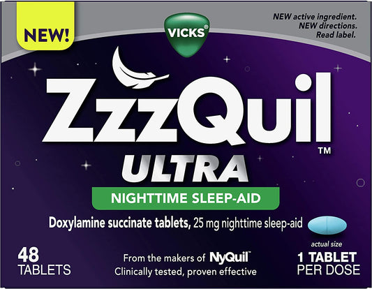 Vicks ZzzQuil Ultra Nighttime Sleep-Aid 25mg, 48 Tablets