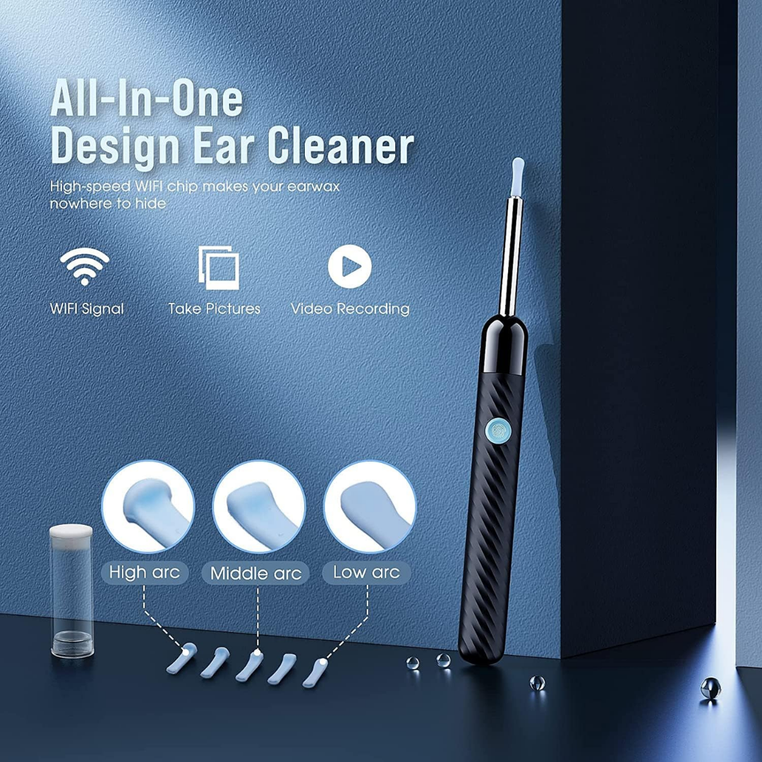 Ear Wax Removal Tool Camera Ear Cleaner for iOS & Android (Black)