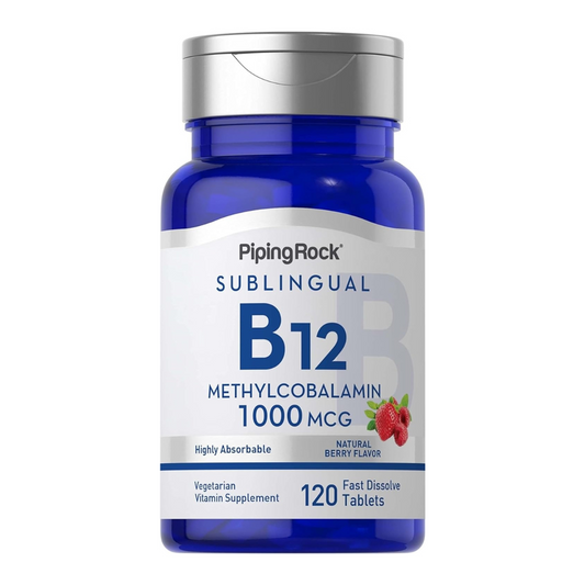 Piping Rock Sublingual B12 Methylcobalamin 1000mcg Natural Berry Flavor 120 Tablets