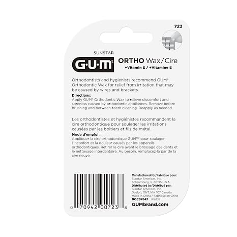 GUM Ortho Wax with Vitamin E (PACK OF 3)