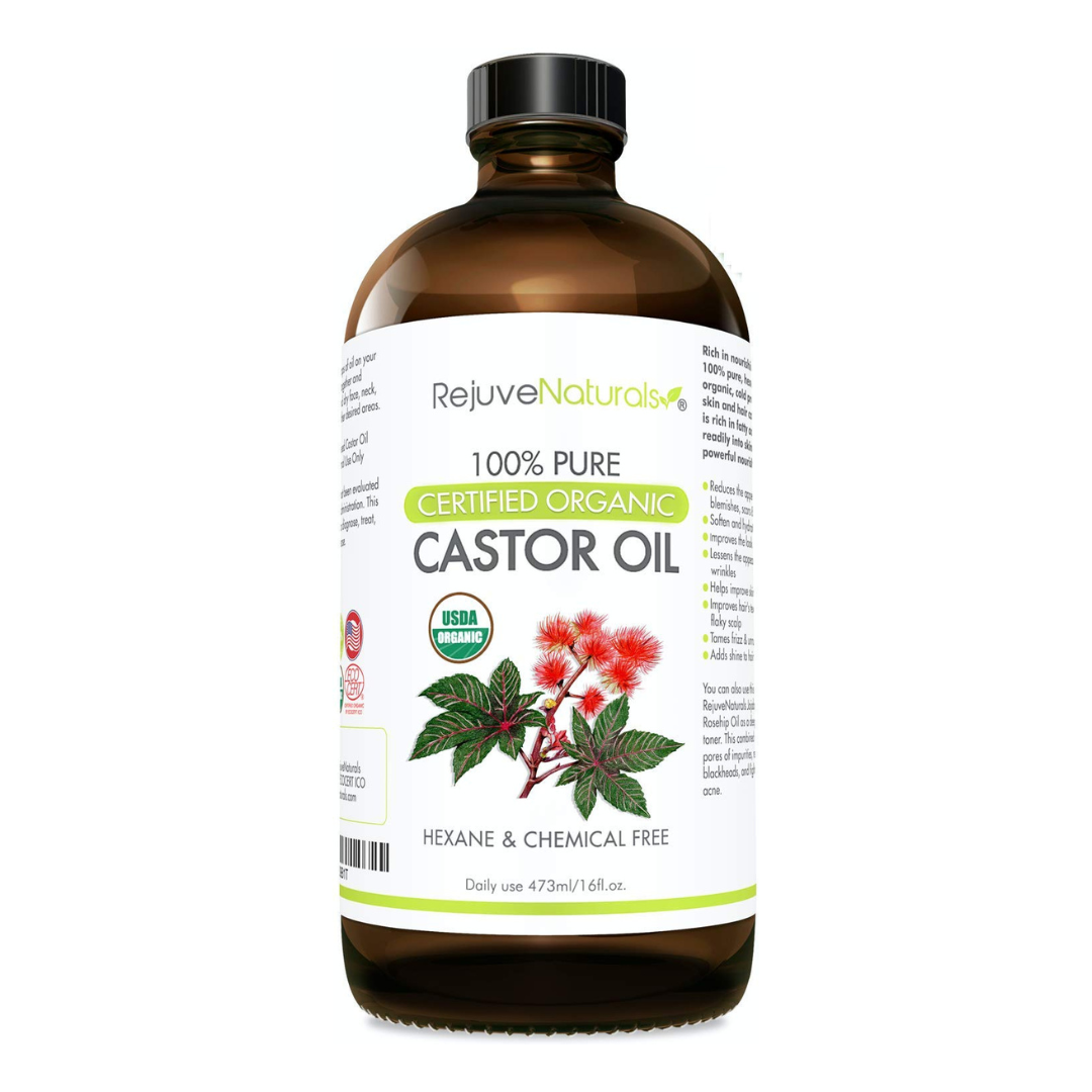 Rejuve Naturals 100% Pure Certified Organic Castor Oil 473ml / 16 fl oz