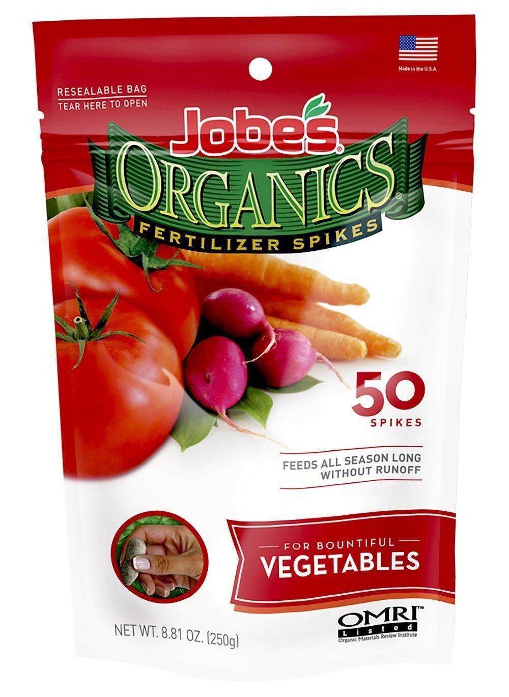 Jobe's Organics Vegetable & Tomato Fertilizer Spikes, 50 Spikes per Package