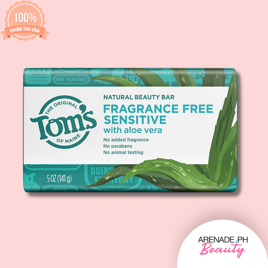Tom's of Maine Natural Beauty Bar Soap for Sensitive Skin With Aloe Vera, Fragrance-Free, 5 oz.