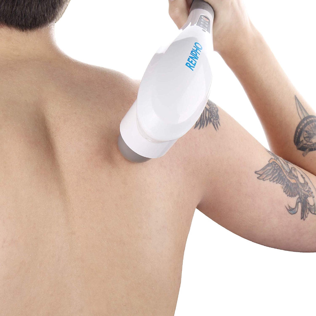 RENPHO Rechargeable Hand Held Deep Tissue Massager Cordless Electric Percussion Full Body, White