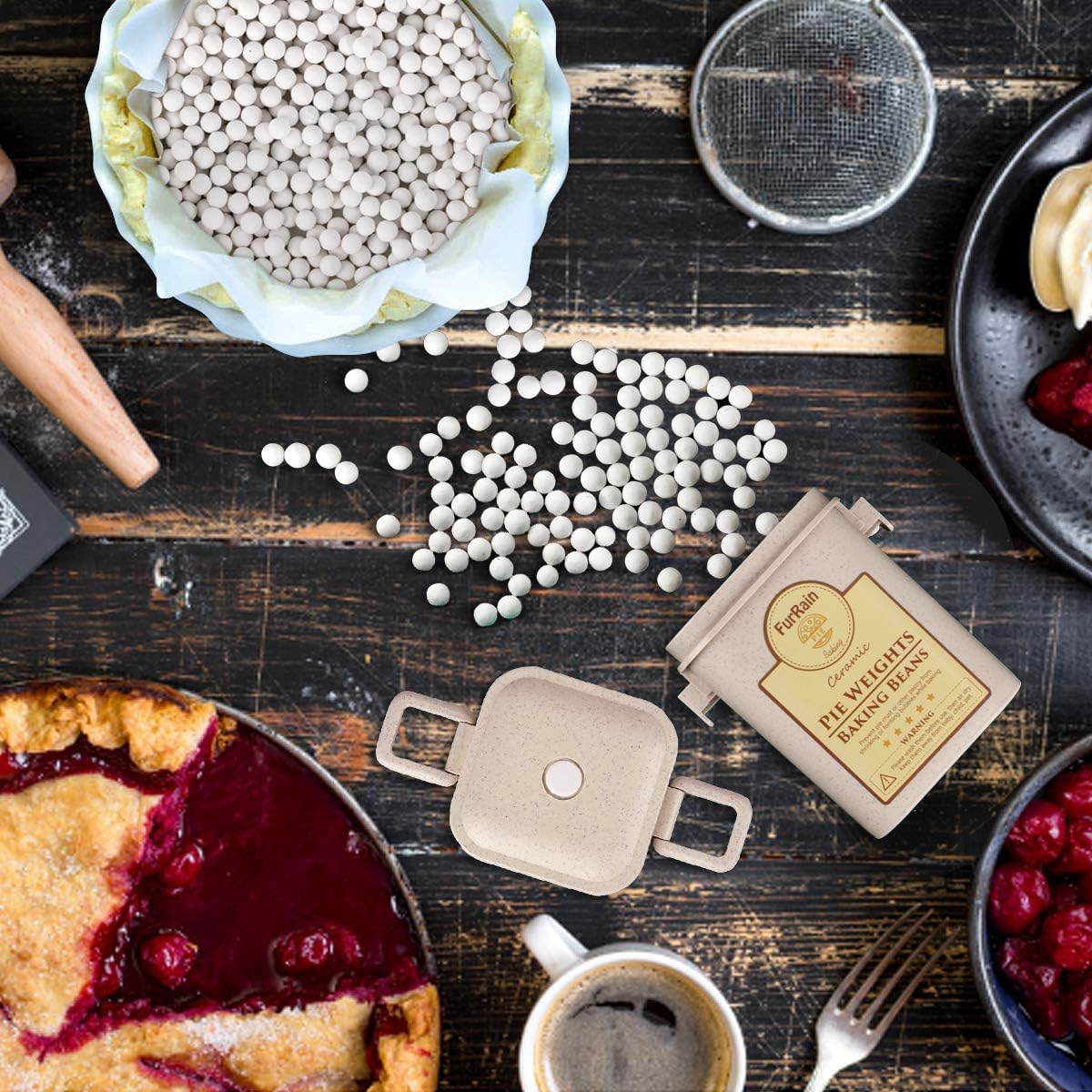 FurRain Ceramic Pie Weights Baking Beans