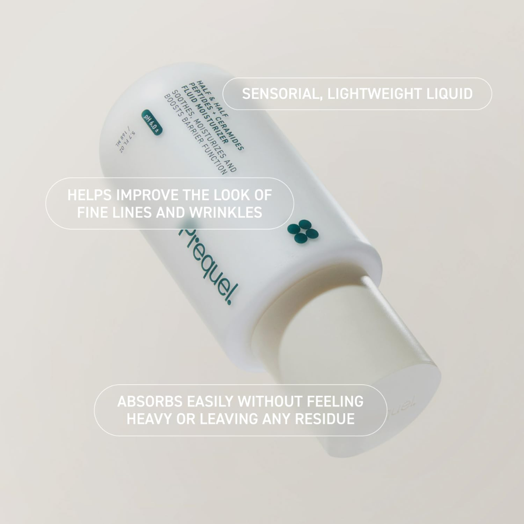 Prequel Half & Half Fluid Moisturizer Peptides + Ceramides, 5.7 oz / 168 ml