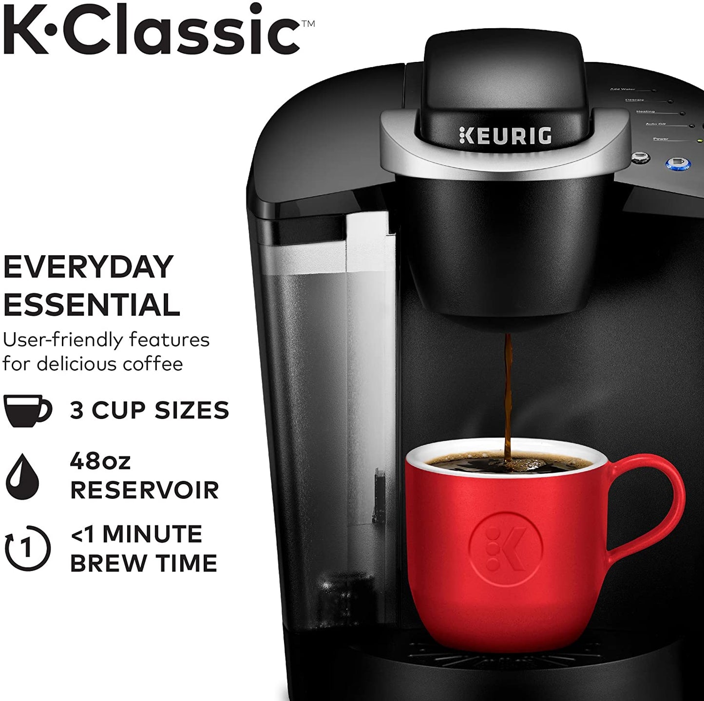 Keurig K-Classic K50 Coffee Maker, Single Serve K-Cup Pod Coffee Brewer, 6 to 10 Oz., Black, 120 Voltage