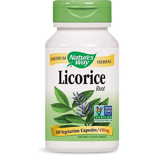 Nature's Way Licorice Root 450 mg, 100 Vegetarian Capsules