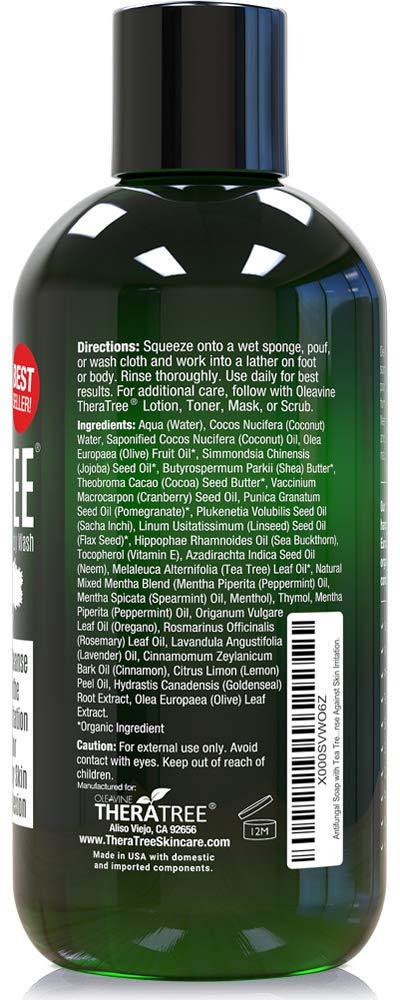 Oleavine TheraTree Tea Tree Oil Soap with Neem Oil - 12oz - Helps Skin Irritation, Body Odor, Helps Restore Healthy Complexion for Body and Face